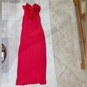 BCBGMaxAzria ruffle neckline maxi dress